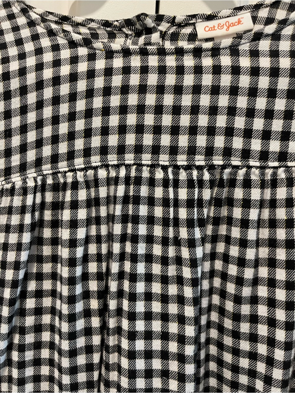 Cat & Jack Black and White Gingham Top with Gold Flecks